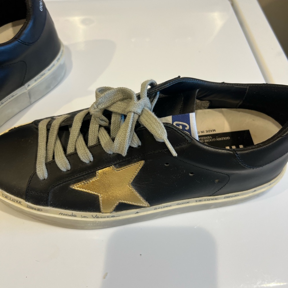 Golden Star Black Leather Women's Sneaker